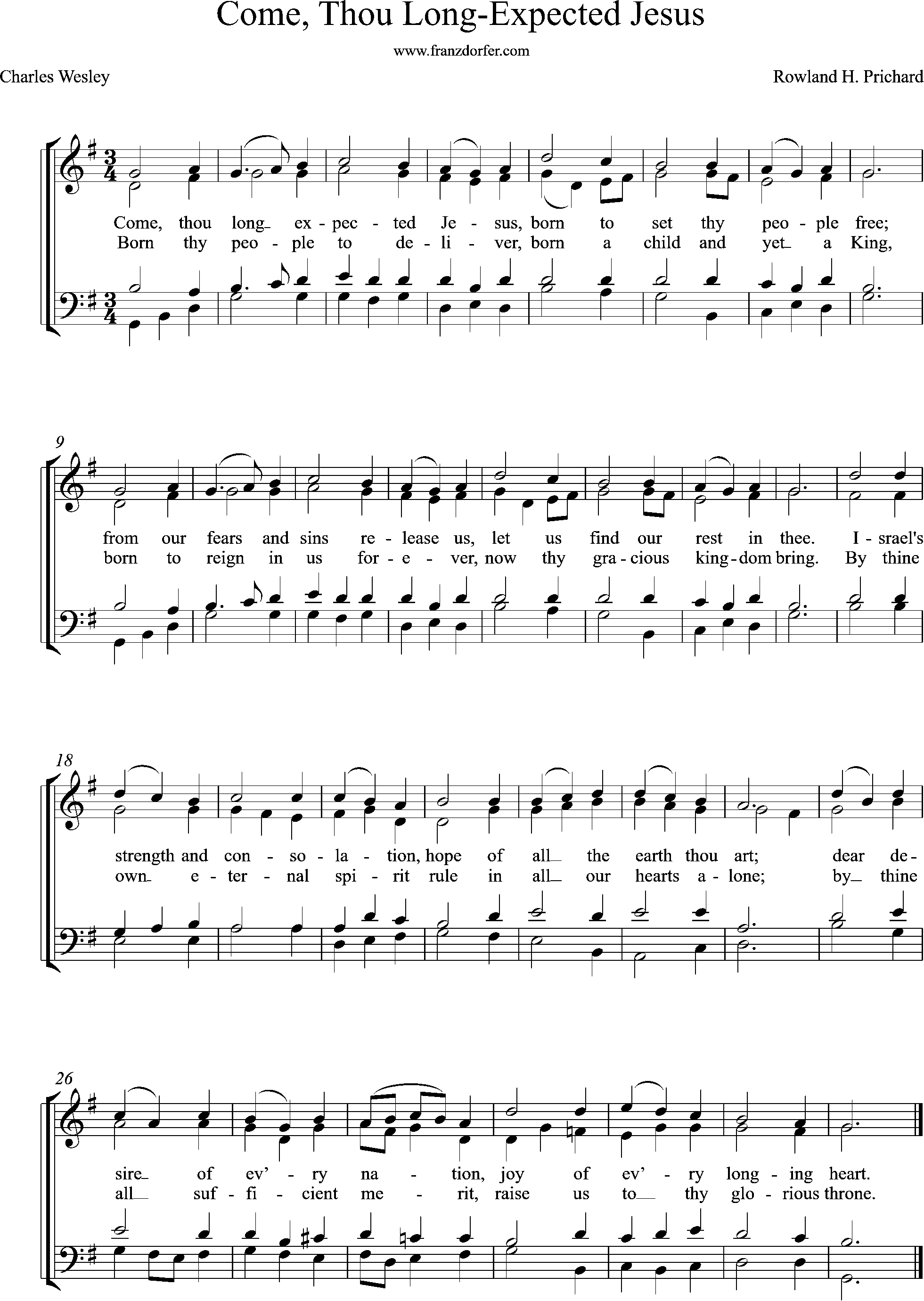 choir-, organ-, sheetmusic, Come Thou Long-, G-Major